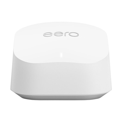EERO<sup>&reg;</sup> 6+ CI Mesh Wi-Fi Router - This device offers additional Wi-Fi bandwidth with support for up to 75 devices simultaneously. Designed for homes up to 1,500 square feet, it allows you to access premium Wi-Fi performance and speeds up to a 1 Gbps so you can work or stream at home without buffering or dropped video calls. Two auto-sensing ports are built in for WAN and LAN connectivity.